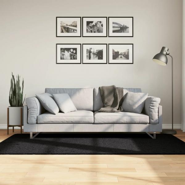 ARDEBO.de - Shaggy-Teppich PAMPLONA Hochflor Modern Schwarz 100x200 cm