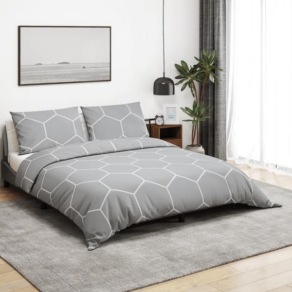 ARDEBO.de - Bettwäsche-Set Grau 220x240 cm Baumwolle