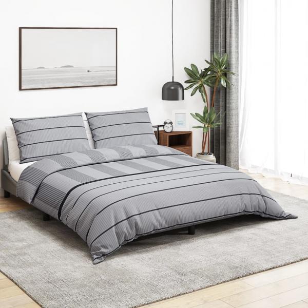 ARDEBO.de - Bettwäsche-Set Grau 260x240 cm Baumwolle