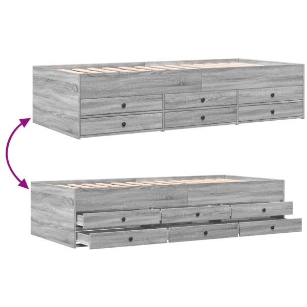 Tagesbett mit Schubladen Grau Sonoma 90x200 cm Holzwerkstoff