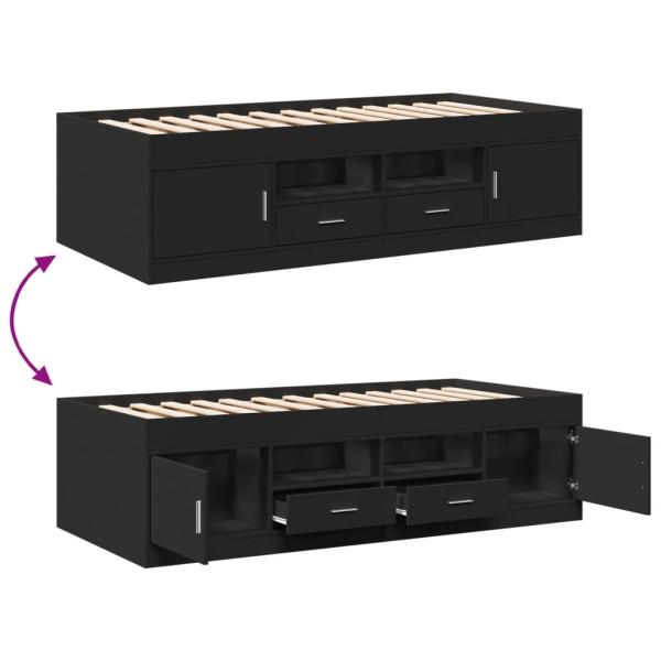Tagesbett mit Schubladen Schwarz 90x190 cm Holzwerkstoff