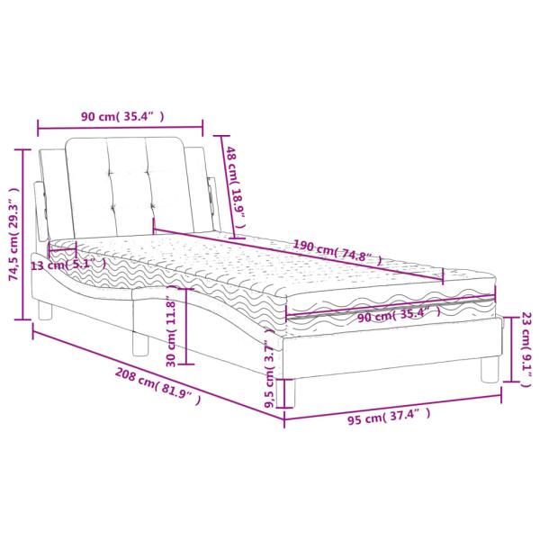 Bett mit Matratze Braun 90x190 cm Kunstleder