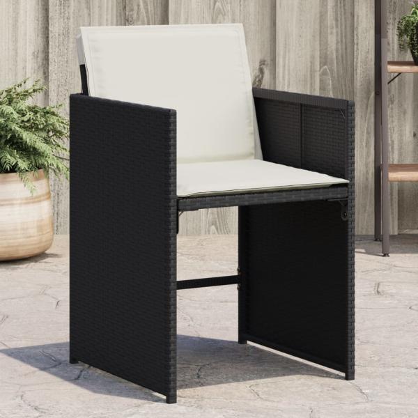 ARDEBO.de - Gartenstühle mit Kissen 4 Stk. Schwarz Poly Rattan