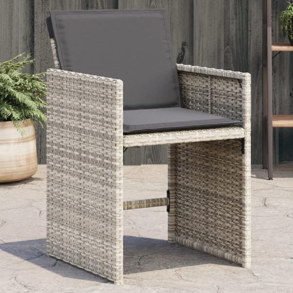 ARDEBO.de - Gartenstühle mit Kissen 4 Stk. Hellgrau Poly Rattan
