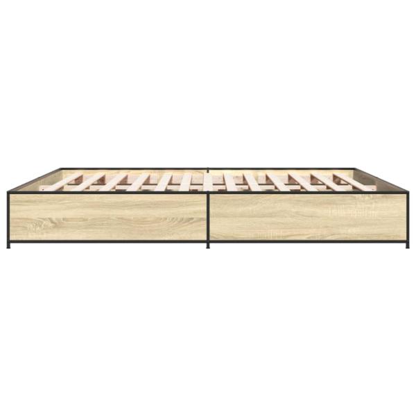 ARDEBO.de - Bettgestell Sonoma-Eiche 200x200 cm Holzwerkstoff und Metall