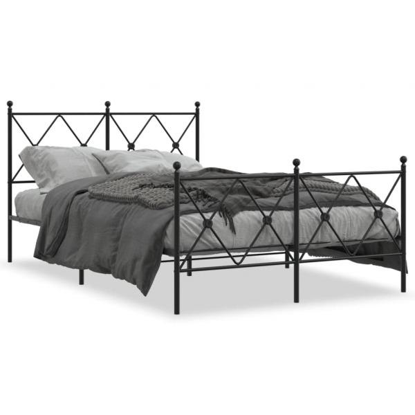 ARDEBO.de - Bettgestell mit Kopf- und Fußteil Metall Schwarz 120x190 cm