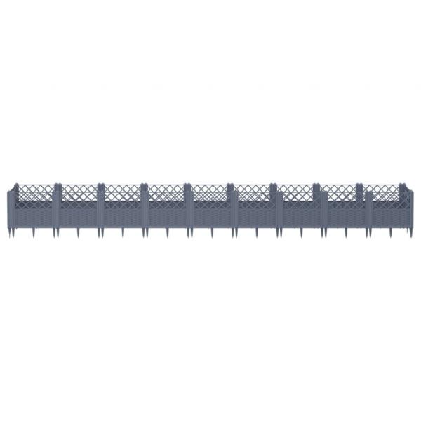 Pflanzkasten mit Erdspießen Grau 363,5x43,5x43,5 cm PP