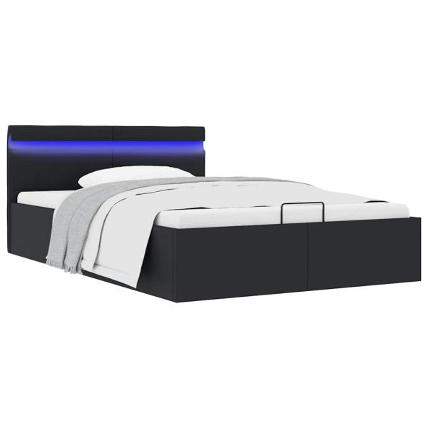 Bett mit Bettkasten Hydraulisch LED Kunstleder 140x200 cm 