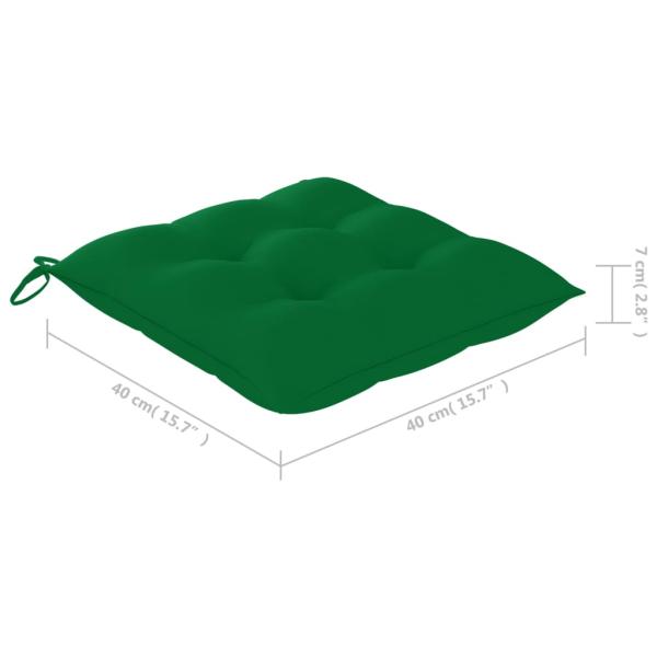 Gartenstühle mit Grünen Kissen 6 Stk. Massivholz Teak