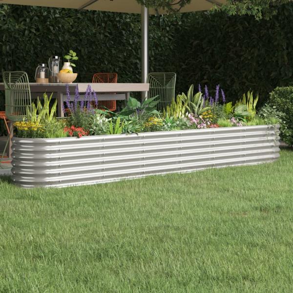 ARDEBO.de - Hochbeet Pulverbeschichteter Stahl 260x40x36 cm Silbern