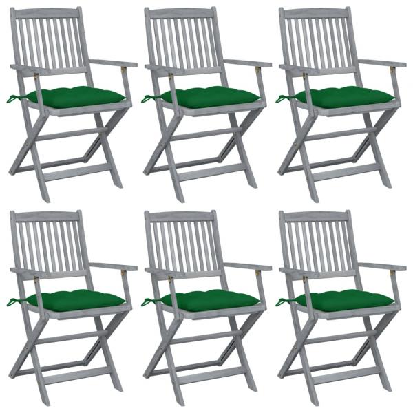 ARDEBO.de - Klappbare Gartenstühle 6 Stk. mit Kissen Massivholz Akazie