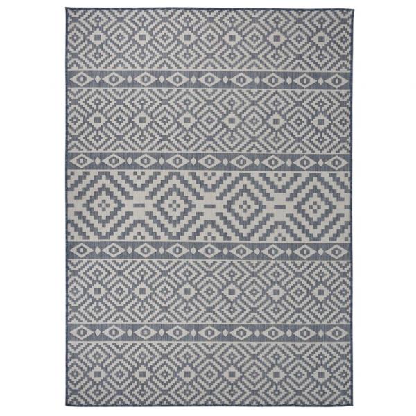 ARDEBO.de - Outdoor-Teppich Flachgewebe 200x280 cm Blau Gestreift