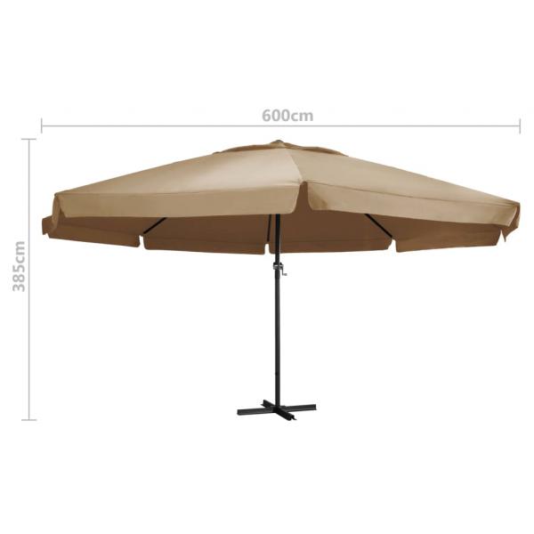 Sonnenschirm mit Aluminium-Mast 600 cm Taupe 