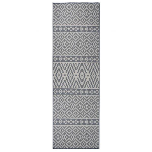 ARDEBO.de - Outdoor-Teppich Flachgewebe 80x250 cm Blau Gestreift