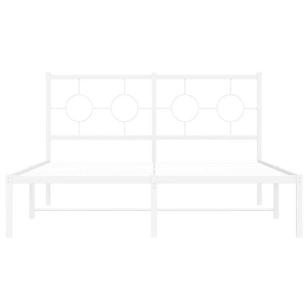Bettgestell mit Kopfteil Metall Weiß 135x190 cm