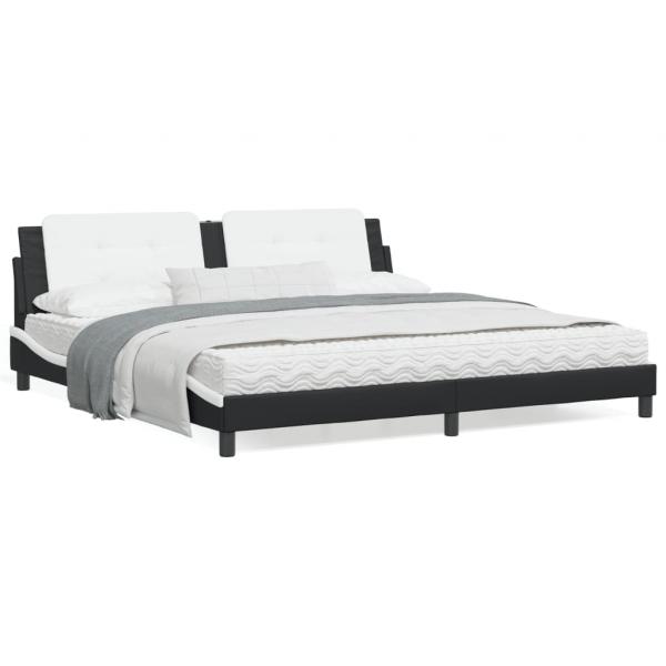 ARDEBO.de - Bett mit Matratze Schwarz und Weiß 200x200 cm Kunstleder
