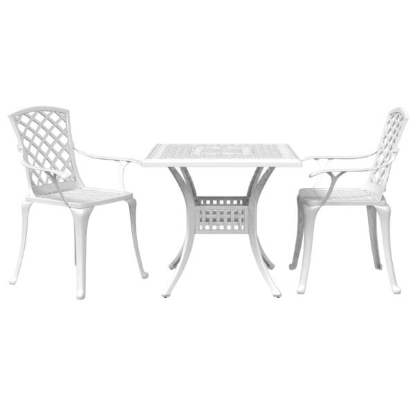 3-tlg. Bistro-Set Weiß Aluminiumguss