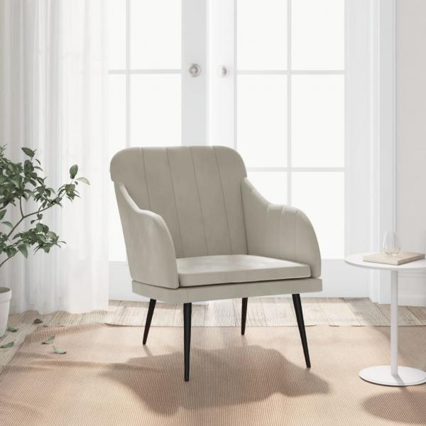 ARDEBO.de - Sessel Hellgrau 63x76x80 cm Samt