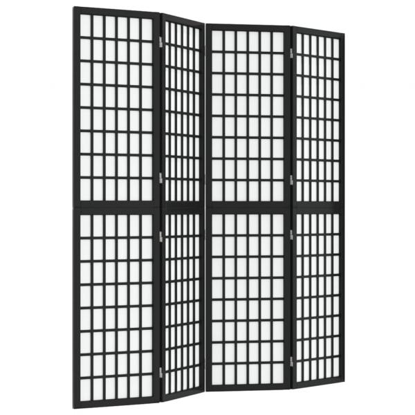 4-tlg. Paravent Japanischer Stil Faltbar 160x170 cm Schwarz