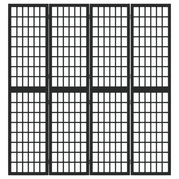4-tlg. Paravent Japanischer Stil Faltbar 160x170 cm Schwarz