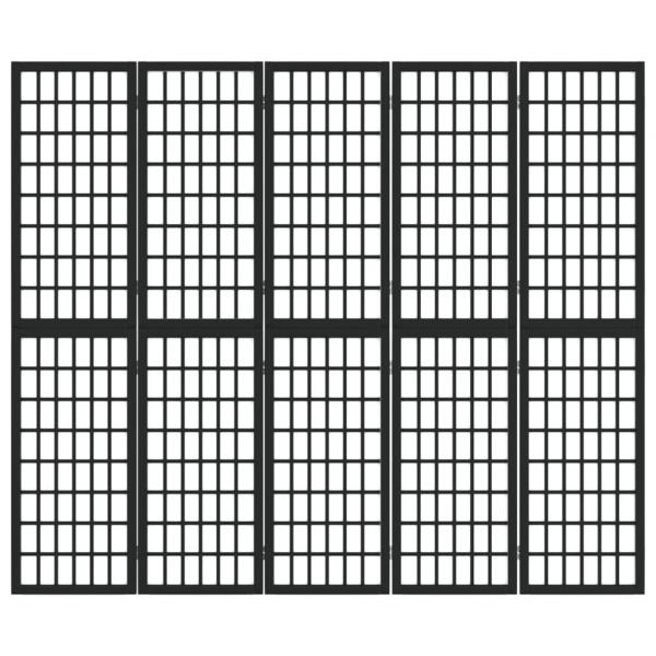 5-tlg. Paravent Japanischer Stil Faltbar 200x170 cm Schwarz