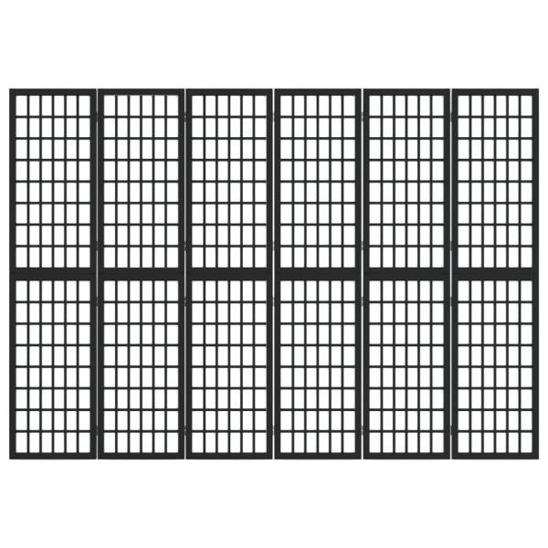 6-tlg. Paravent Japanischer Stil Faltbar 240x170 cm Schwarz