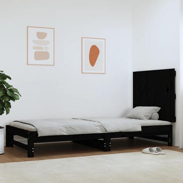 ARDEBO.de - Wand-Kopfteil Schwarz 82,5x3x60 cm Massivholz Kiefer
