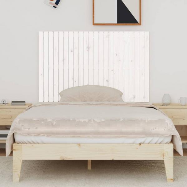 Wand-Kopfteil Weiß 140x3x90 cm Massivholz Kiefer