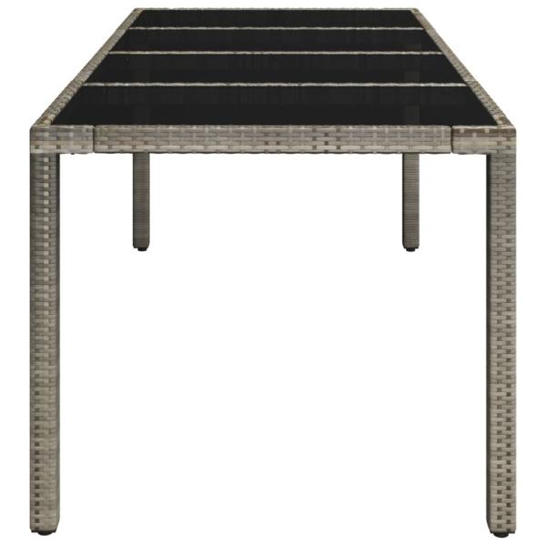 Gartentisch mit Glasplatte Grau 190x90x75 cm Poly Rattan