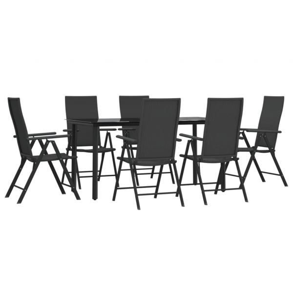 7-tlg. Garten-Essgruppe Schwarz Poly Rattan