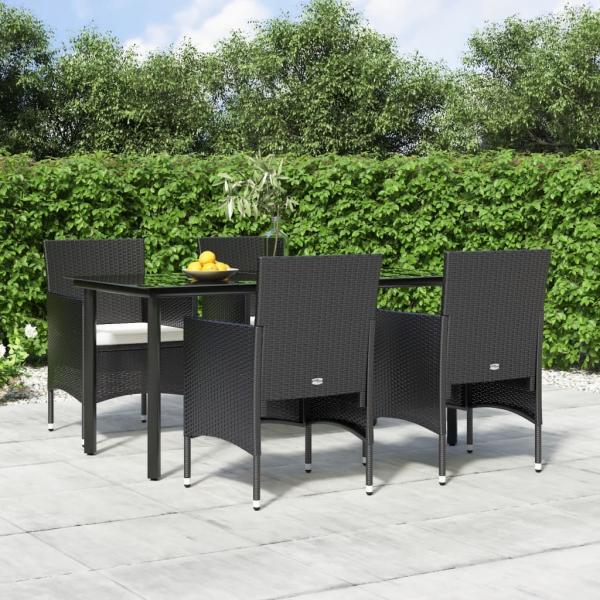 ARDEBO.de - 5-tlg. Garten-Essgruppe mit Kissen Schwarz