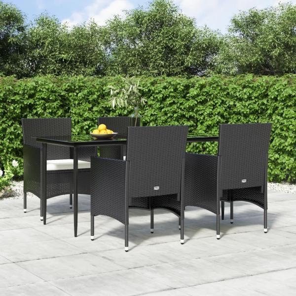 ARDEBO.de - 5-tlg. Garten-Essgruppe mit Kissen Schwarz