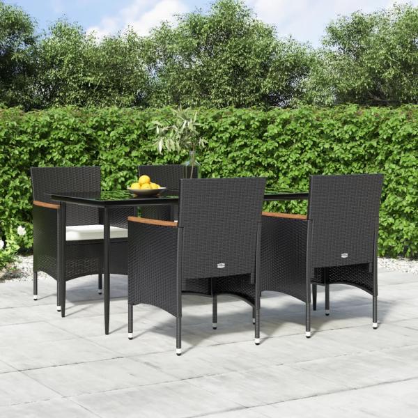ARDEBO.de - 5-tlg. Garten-Essgruppe mit Kissen Schwarz