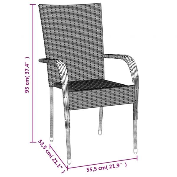 7-tlg. Garten-Essgruppe Schwarz Poly Rattan