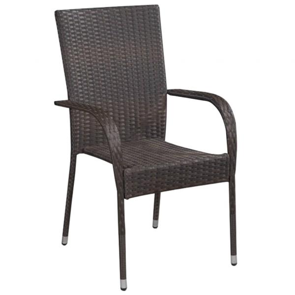 7-tlg. Garten-Essgruppe Braun Poly Rattan