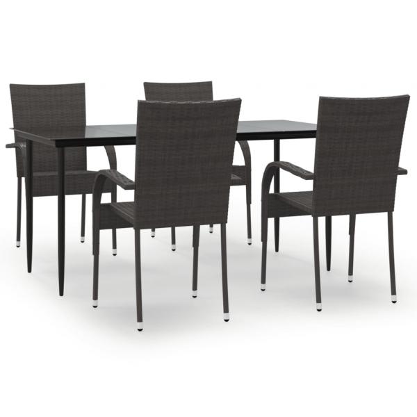 5-tlg. Garten-Essgruppe Braun Poly Rattan