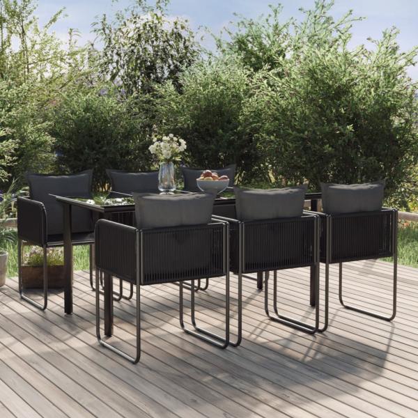 ARDEBO.de - 7-tlg. Garten-Essgruppe Schwarz