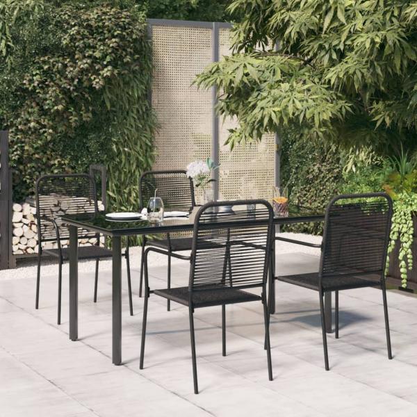 ARDEBO.de - 5-tlg. Garten-Essgruppe Schwarz Baumwollseil und Stahl