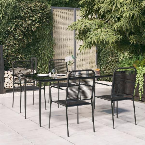 ARDEBO.de - 5-tlg. Garten-Essgruppe Schwarz Baumwollseil und Stahl