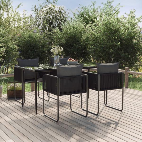 ARDEBO.de - 5-tlg. Garten-Essgruppe Schwarz