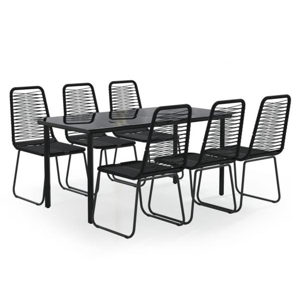 ARDEBO.de - 7-tlg. Garten-Essgruppe Schwarz