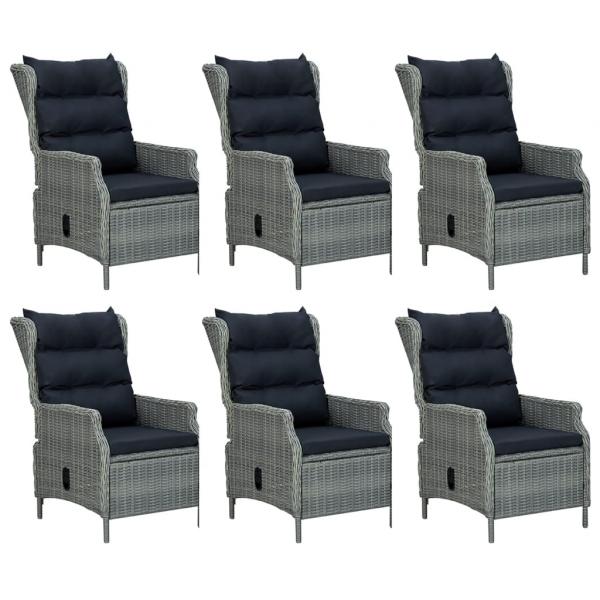 7-tlg. Garten-Essgruppe Hellgrau Poly Rattan