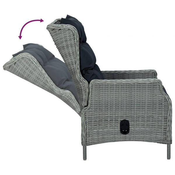 7-tlg. Garten-Essgruppe Hellgrau Poly Rattan