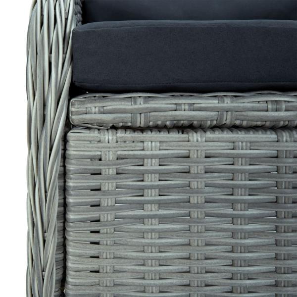 7-tlg. Garten-Essgruppe Hellgrau Poly Rattan