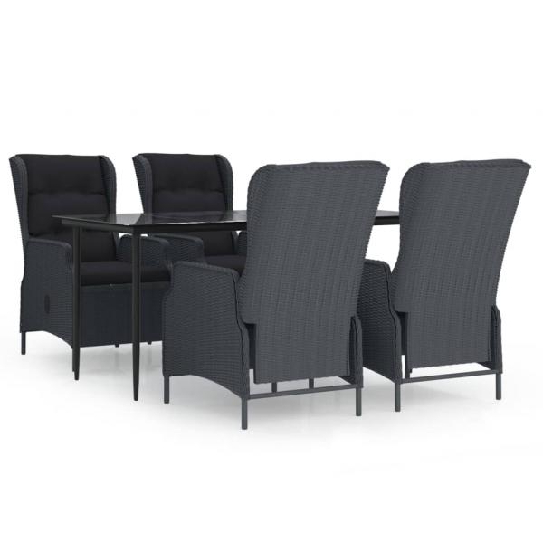 5-tlg. Garten-Essgruppe Dunkelgrau Poly Rattan