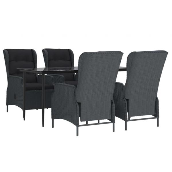 5-tlg. Garten-Essgruppe Dunkelgrau Poly Rattan