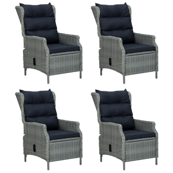 5-tlg. Garten-Essgruppe Hellgrau Poly Rattan