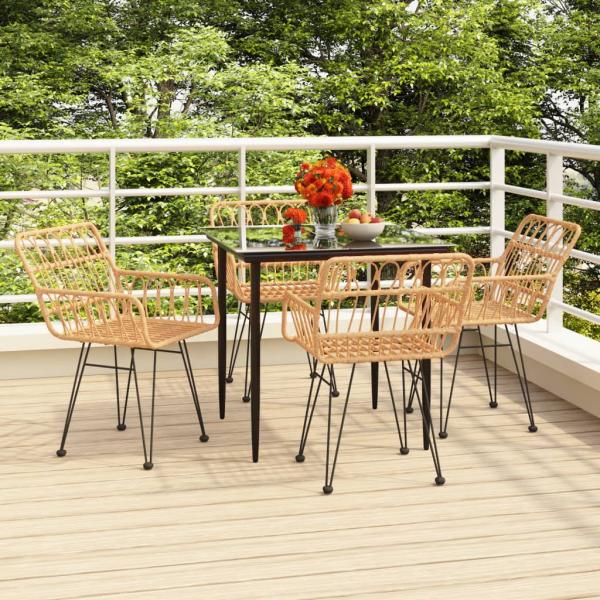 ARDEBO.de - 5-tlg. Garten-Essgruppe Poly Rattan