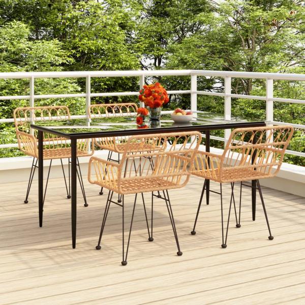 ARDEBO.de - 5-tlg. Garten-Essgruppe Poly Rattan