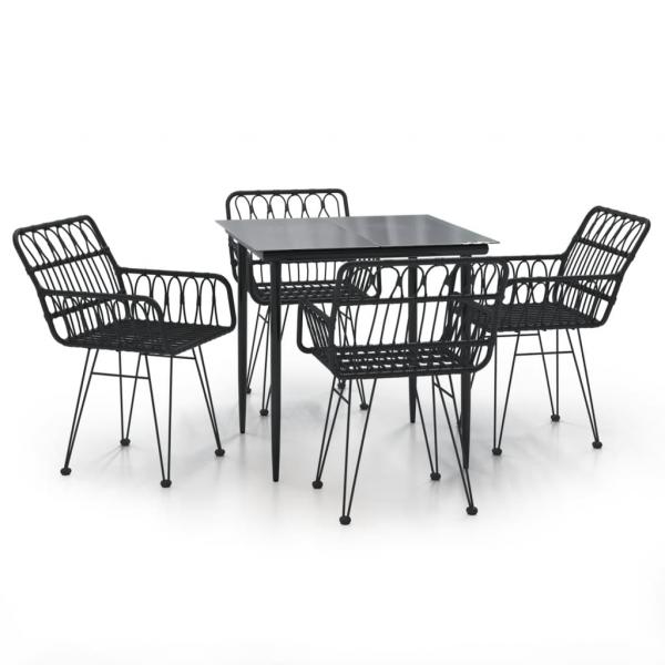 5-tlg. Garten-Essgruppe Schwarz Poly Rattan